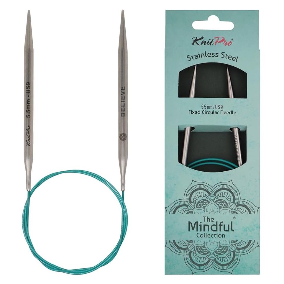 Круговые спицы KnitPro "Mindful" 80см, нерж. сталь 5,5 мм